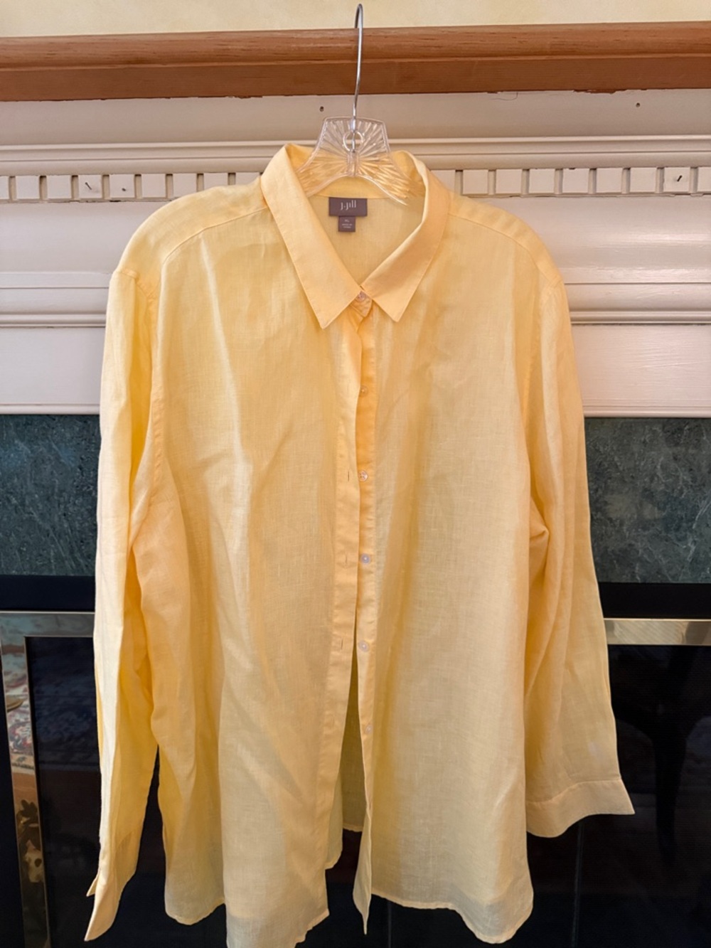 J. Jill Yellow Linen Button-Down Shirt